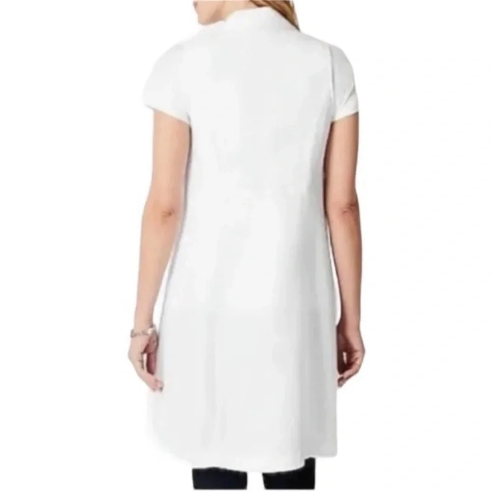 J. Jill Open Front Linen Blend Longline White Vest NWT Size XS Petite